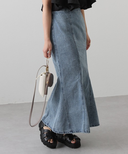 COLONY 2139（コロニートゥーワンスリーナイン）の「マチ入りデニムマーメイドスカート（スカート・レディース・ネイビー/ブラック/ブルー・FREE）」の9枚目の写真