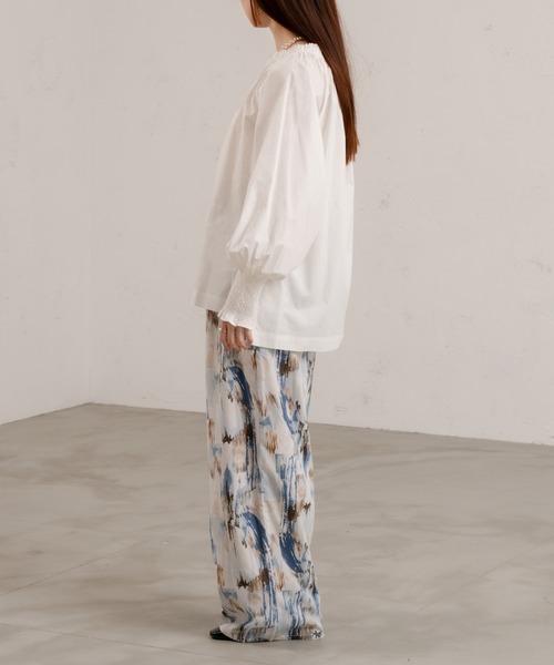 Ezick（エジック）の「タイプライターギャザーブラウス（シャツ/ブラウス・レディース・オレンジ/オフホワイト・FREE）」の15枚目の写真