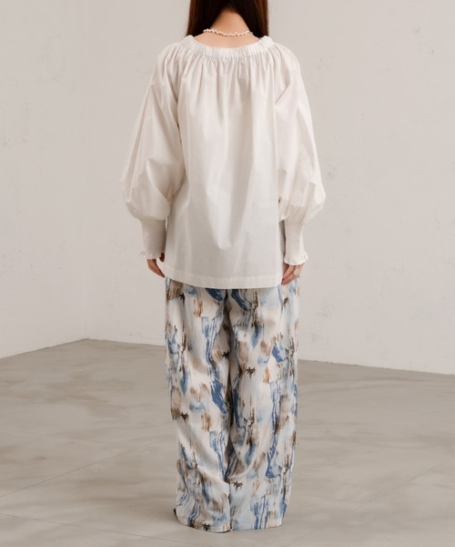 Ezick（エジック）の「タイプライターギャザーブラウス（シャツ/ブラウス・レディース・オレンジ/オフホワイト・FREE）」の16枚目の写真