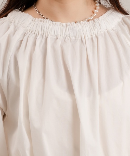 Ezick（エジック）の「タイプライターギャザーブラウス（シャツ/ブラウス・レディース・オレンジ/オフホワイト・FREE）」の17枚目の写真