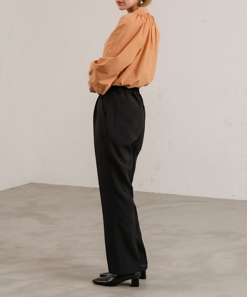 Ezick（エジック）の「タイプライターギャザーブラウス（シャツ/ブラウス・レディース・オレンジ/オフホワイト・FREE）」の7枚目の写真