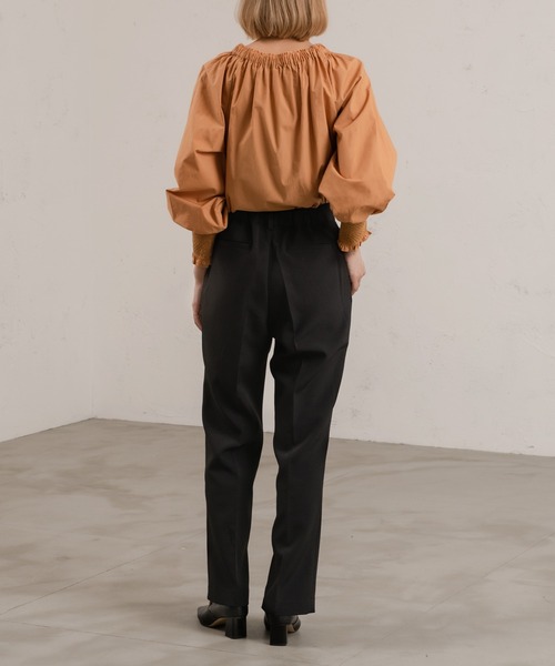 Ezick（エジック）の「タイプライターギャザーブラウス（シャツ/ブラウス・レディース・オレンジ/オフホワイト・FREE）」の8枚目の写真