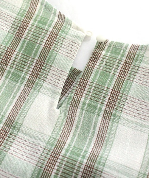 kidsチェックフリルノースリーブブラウス