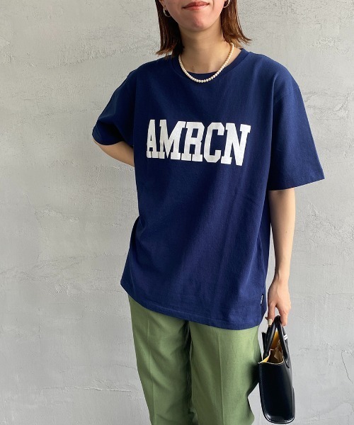 AMERICANA（アメリカーナ）の「[Americana/アメリカーナ] AMRCN ロゴプリントTシャツ（Tシャツ/カットソー・レディース・ライトグレー/ネイビー・ONE SIZE）」の11枚目の写真