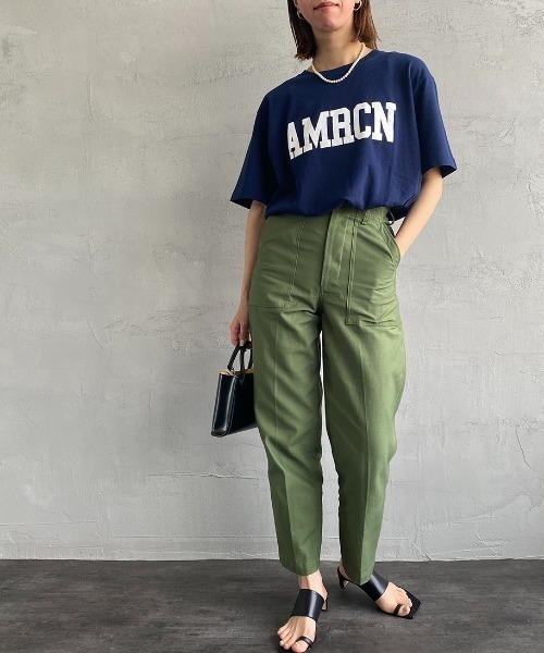 AMERICANA（アメリカーナ）の「[Americana/アメリカーナ] AMRCN ロゴプリントTシャツ（Tシャツ/カットソー・レディース・ライトグレー/ネイビー・ONE SIZE）」の7枚目の写真