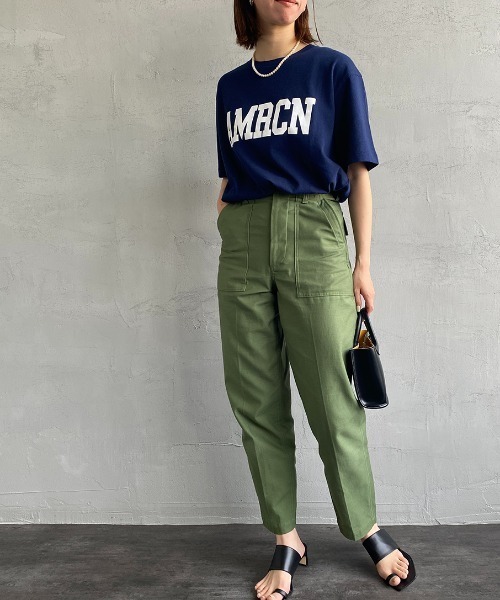 AMERICANA（アメリカーナ）の「[Americana/アメリカーナ] AMRCN ロゴプリントTシャツ（Tシャツ/カットソー・レディース・ライトグレー/ネイビー・ONE SIZE）」の5枚目の写真