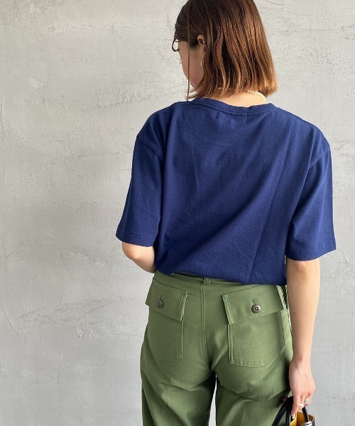 AMERICANA（アメリカーナ）の「[Americana/アメリカーナ] AMRCN ロゴプリントTシャツ（Tシャツ/カットソー・レディース・ライトグレー/ネイビー・ONE SIZE）」の9枚目の写真