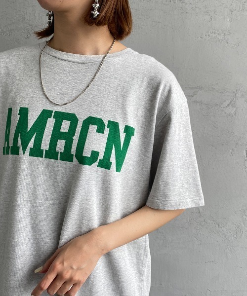 AMERICANA（アメリカーナ）の「[Americana/アメリカーナ] AMRCN ロゴプリントTシャツ（Tシャツ/カットソー・レディース・ライトグレー/ネイビー・ONE SIZE）」の20枚目の写真