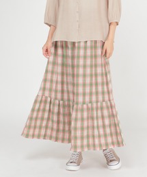 チェック楊柳ティアードスカート