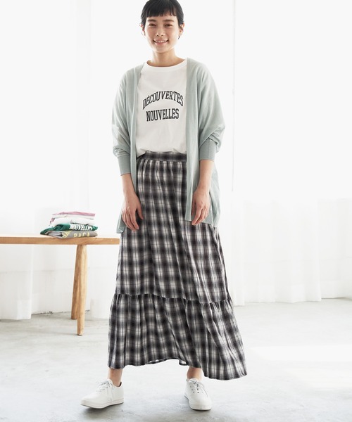 LBC（エルビーシー）の「チェック楊柳ティアードスカート（スカート・レディース・ブラック/ネイビー/グリーン・M）」の14枚目の写真