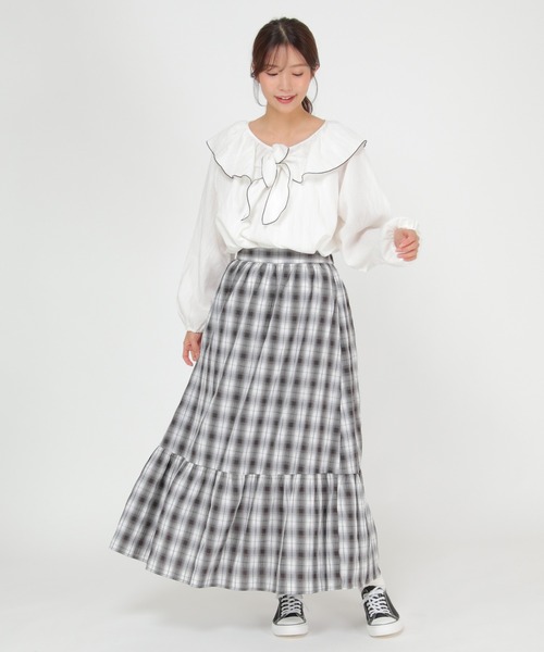 LBC（エルビーシー）の「チェック楊柳ティアードスカート（スカート・レディース・ブラック/ネイビー/グリーン・M）」の20枚目の写真