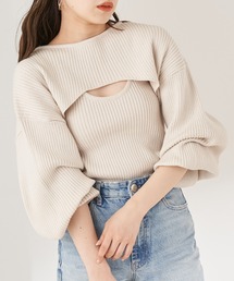 ショート丈ニット+リブタンクSET