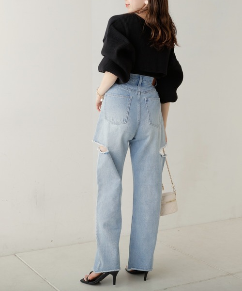 Chico（チコ）の「ショート丈ニット+リブタンクSET（ニット/セーター・レディース・ブラック/アイボリー/グレー・FREE）」の19枚目の写真