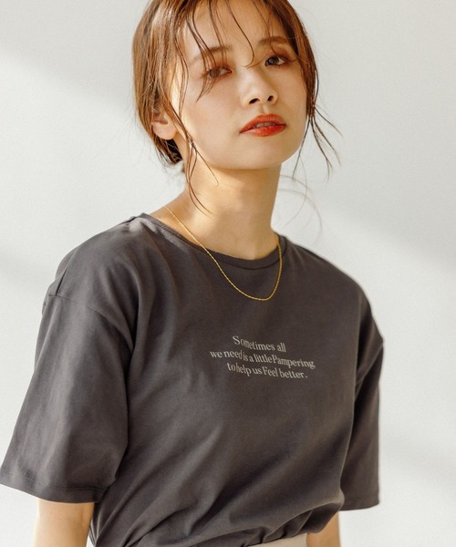 mysty woman(ミスティウーマン)の「ロゴプリントTシャツ 285711(Tシャツ/カットソー・レディース・オフホワイト/オレンジ/チャコール・FREE)」の7枚目の写真