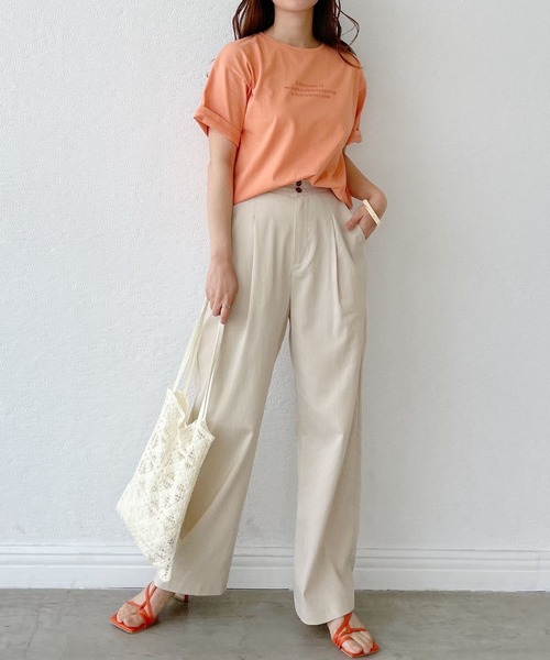 mysty woman(ミスティウーマン)の「ロゴプリントTシャツ 285711(Tシャツ/カットソー・レディース・オフホワイト/オレンジ/チャコール・FREE)」の8枚目の写真