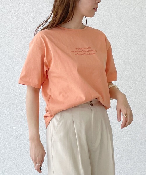 mysty woman(ミスティウーマン)の「ロゴプリントTシャツ 285711(Tシャツ/カットソー・レディース・オフホワイト/オレンジ/チャコール・FREE)」の9枚目の写真
