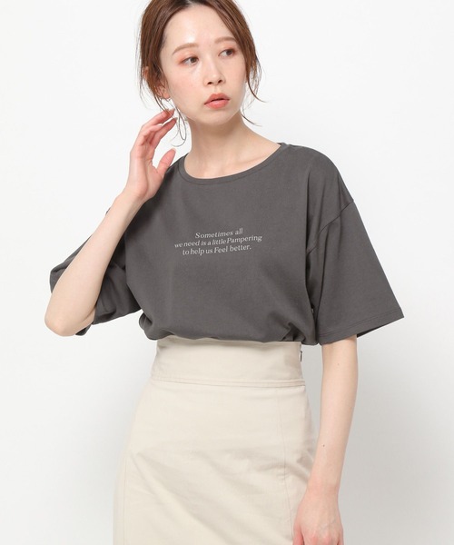 mysty woman(ミスティウーマン)の「ロゴプリントTシャツ 285711(Tシャツ/カットソー・レディース・オフホワイト/オレンジ/チャコール・FREE)」の14枚目の写真