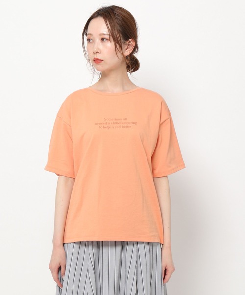 mysty woman(ミスティウーマン)の「ロゴプリントTシャツ 285711(Tシャツ/カットソー・レディース・オフホワイト/オレンジ/チャコール・FREE)」の17枚目の写真