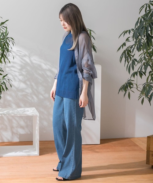 HEYUMM(ヘユム)の「カラフルメッシュアメスリトップ(ニット/セーター・レディース・ピンク/ブルー/グリーン・ONE)」の11枚目の写真