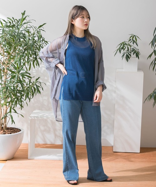 HEYUMM(ヘユム)の「カラフルメッシュアメスリトップ(ニット/セーター・レディース・ピンク/ブルー/グリーン・ONE)」の12枚目の写真