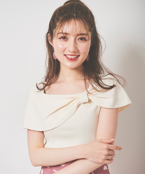 アシメリボンニット