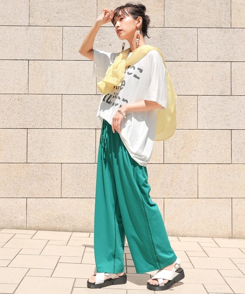 osharewalker（オシャレウォーカー）の「【廃盤】【機能素材】『2wayカットソーパンツ』（その他パンツ・レディース・ブラック/ブラウン/イエロー/グリーン/グレイッシュブルー・1/2）」の20枚目の写真