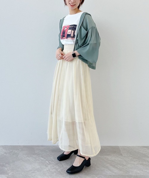 mysty woman(ミスティウーマン)の「シアータックフレアスカート 285516(スカート・レディース・アイボリー/ブラック/グレー・FREE)」の12枚目の写真