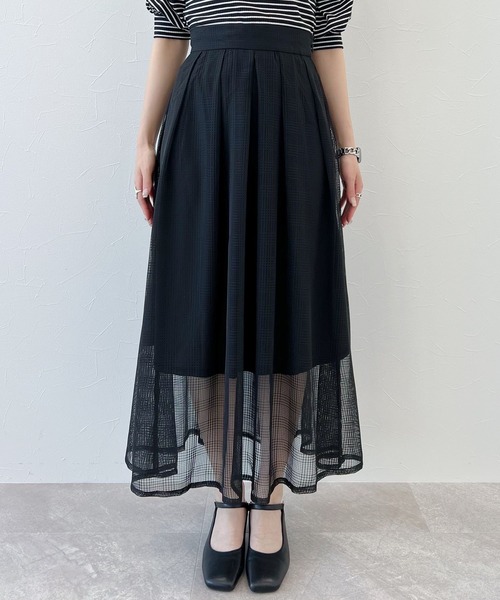 mysty woman(ミスティウーマン)の「シアータックフレアスカート 285516(スカート・レディース・アイボリー/ブラック/グレー・FREE)」の10枚目の写真