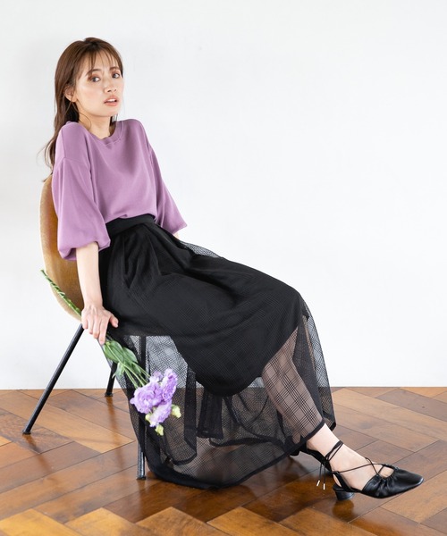 mysty woman(ミスティウーマン)の「シアータックフレアスカート 285516(スカート・レディース・アイボリー/ブラック/グレー・FREE)」の21枚目の写真