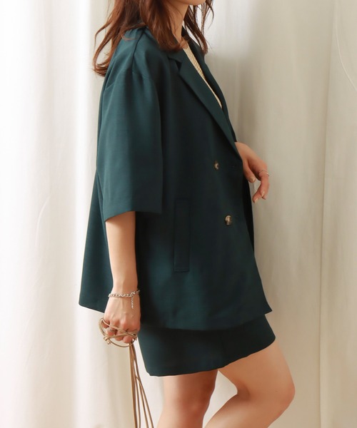 libelle more(リベル モア)の「ドライタッチ ダブルジャケットセットアップ(セットアップ・レディース・ベージュ/チャコールグレー/グリーン・L/M)」の19枚目の写真