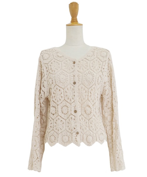BLUEEAST（ブルーイースト）の「モチーフクロシェレースカーディガン（カーディガン/ボレロ・レディース・アイボリー/ベージュ/ブラック/ブラック系/ベージュ系/ホワイト系・MEDIUM）」の22枚目の写真