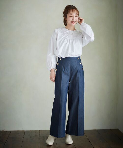 le.coeur blanc（ルクールブラン）の「デニムライクマリンワイドパンツ（デニムパンツ・レディース・ネイビー/ブルー・40/38/36）」の15枚目の写真