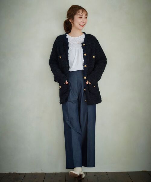 le.coeur blanc（ルクールブラン）の「デニムライクマリンワイドパンツ（デニムパンツ・レディース・ネイビー/ブルー・40/38/36）」の3枚目の写真