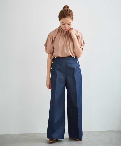 le.coeur blanc（ルクールブラン）の「デニムライクマリンワイドパンツ（デニムパンツ・レディース・ネイビー/ブルー・40/38/36）」の11枚目の写真