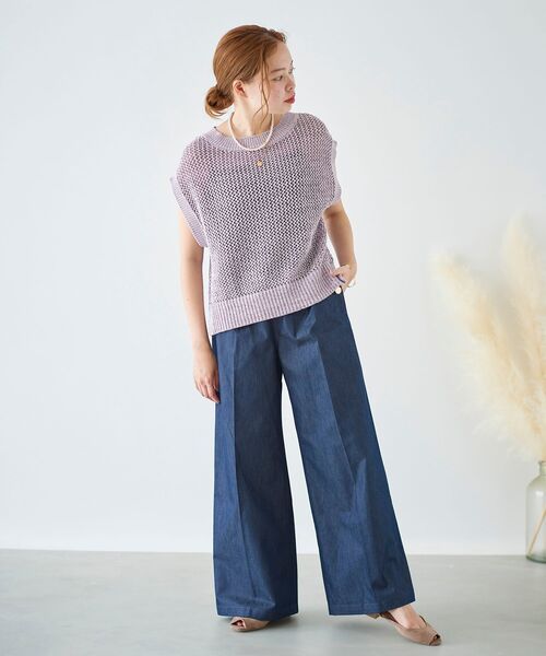 le.coeur blanc（ルクールブラン）の「デニムライクマリンワイドパンツ（デニムパンツ・レディース・ネイビー/ブルー・40/38/36）」の13枚目の写真