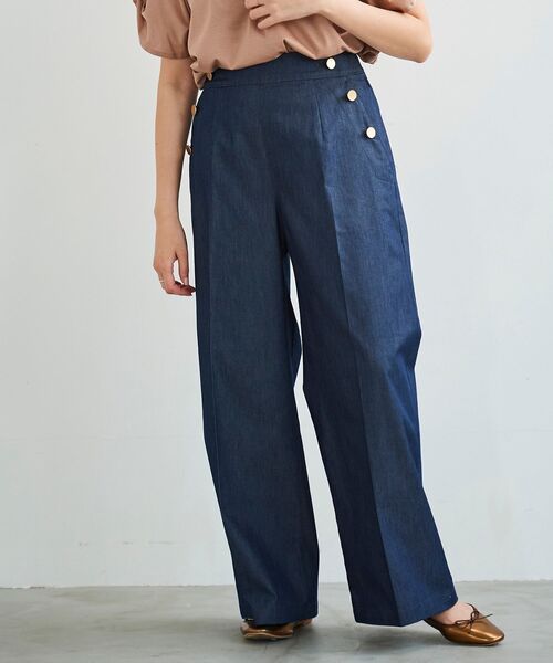 le.coeur blanc（ルクールブラン）の「デニムライクマリンワイドパンツ（デニムパンツ・レディース・ネイビー/ブルー・40/38/36）」の6枚目の写真