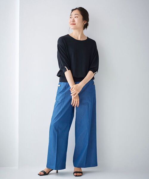 le.coeur blanc（ルクールブラン）の「デニムライクマリンワイドパンツ（デニムパンツ・レディース・ネイビー/ブルー・40/38/36）」の19枚目の写真