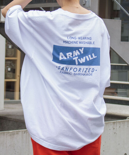 ARMY TWILL（アーミーツイル）の「【ARMY TWILL/アーミーツイル】別注 バックプリントロゴTシャツ ビッグシルエット（Tシャツ/カットソー・メンズ・ホワイト/チャコールグレー/ブルーグレー・M/L）」の16枚目の写真
