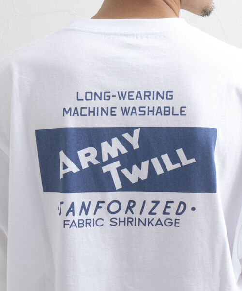 ARMY TWILL（アーミーツイル）の「【ARMY TWILL/アーミーツイル】別注 バックプリントロゴTシャツ ビッグシルエット（Tシャツ/カットソー・メンズ・ホワイト/チャコールグレー/ブルーグレー・M/L）」の14枚目の写真