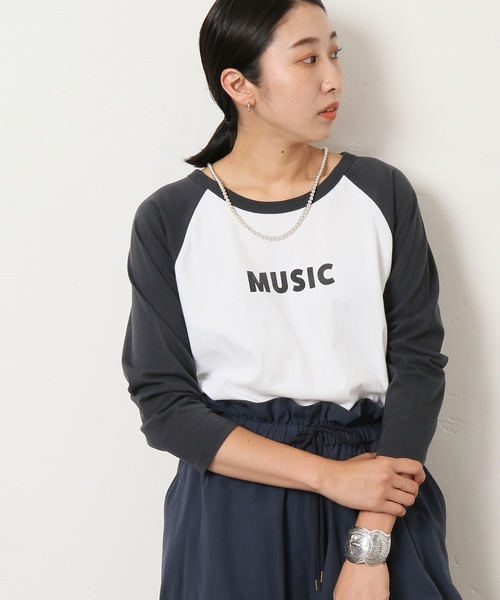 Bonum(ボナム)の「MUSICベースボールTシャツ(Tシャツ/カットソー・レディース・ホワイト/ホワイト系その他・FREE)」の2枚目の写真