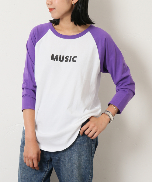 Bonum(ボナム)の「MUSICベースボールTシャツ(Tシャツ/カットソー・レディース・ホワイト/ホワイト系その他・FREE)」の1枚目の写真