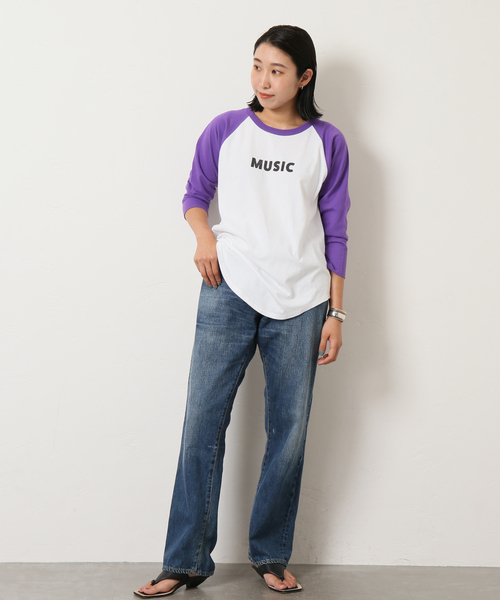 Bonum(ボナム)の「MUSICベースボールTシャツ(Tシャツ/カットソー・レディース・ホワイト/ホワイト系その他・FREE)」の3枚目の写真