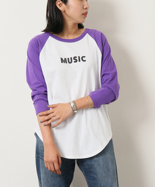 Bonum(ボナム)の「MUSICベースボールTシャツ(Tシャツ/カットソー・レディース・ホワイト/ホワイト系その他・FREE)」の4枚目の写真
