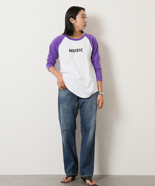 Bonum(ボナム)の「MUSICベースボールTシャツ(Tシャツ/カットソー・レディース・ホワイト/ホワイト系その他・FREE)」の6枚目の写真