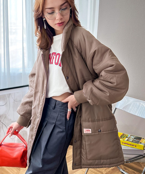 Java(ジャバ)の「《JaVaジャバ コラボ》ラフだけど品良く。中綿bigシルエットブルゾン(ダウンジャケット/コート・レディース・ブラック/カーキ/モカ・SMALL/MEDIUM/LARGE/X-LARGE)」の6枚目の写真