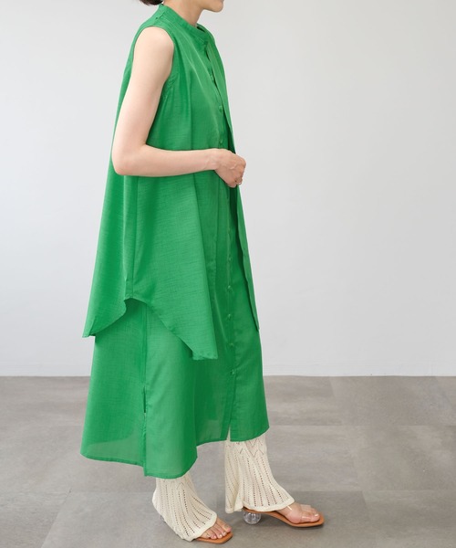 ANDJ(アンドジェイ)の「スラブジョーゼットレイヤード風ワンピース(シャツワンピース・レディース・ホワイト/オレンジ系その他/ブラック/グリーン・M)」の17枚目の写真