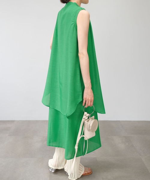 ANDJ(アンドジェイ)の「スラブジョーゼットレイヤード風ワンピース(シャツワンピース・レディース・ホワイト/オレンジ系その他/ブラック/グリーン・M)」の14枚目の写真