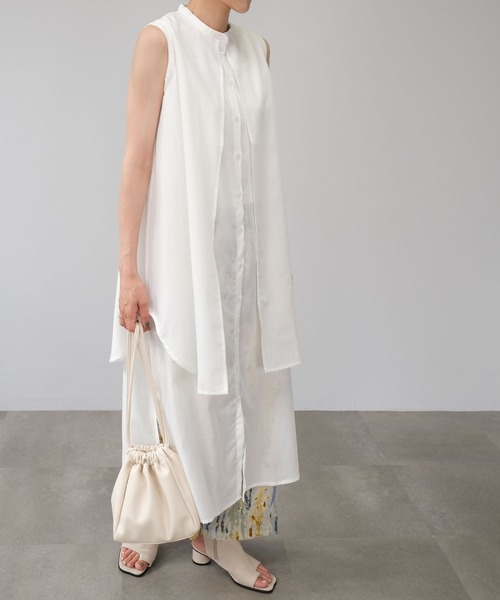 ANDJ(アンドジェイ)の「スラブジョーゼットレイヤード風ワンピース(シャツワンピース・レディース・ホワイト/オレンジ系その他/ブラック/グリーン・M)」の15枚目の写真