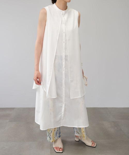 ANDJ(アンドジェイ)の「スラブジョーゼットレイヤード風ワンピース(シャツワンピース・レディース・ホワイト/オレンジ系その他/ブラック/グリーン・M)」の22枚目の写真