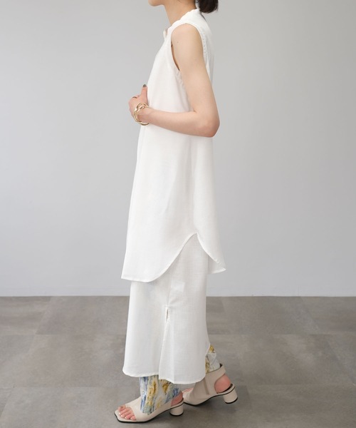 ANDJ(アンドジェイ)の「スラブジョーゼットレイヤード風ワンピース(シャツワンピース・レディース・ホワイト/オレンジ系その他/ブラック/グリーン・M)」の11枚目の写真